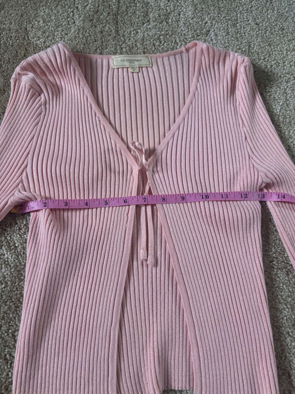 Soft Pink Ribbed Tie-Front Top - Picture 3 of 4